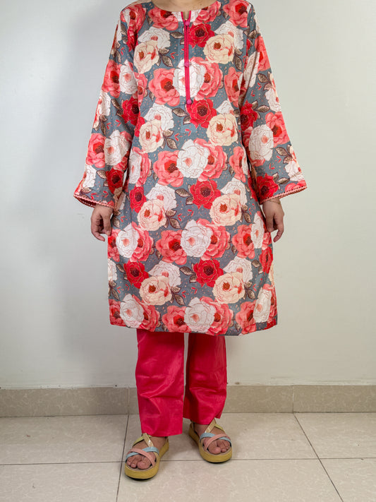 Abstract Pink Floral - 2 Piece - Lawn
