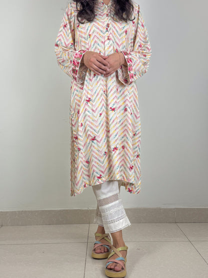 Pastel Zigzag - Stitched Shirt - Arabic Lawn