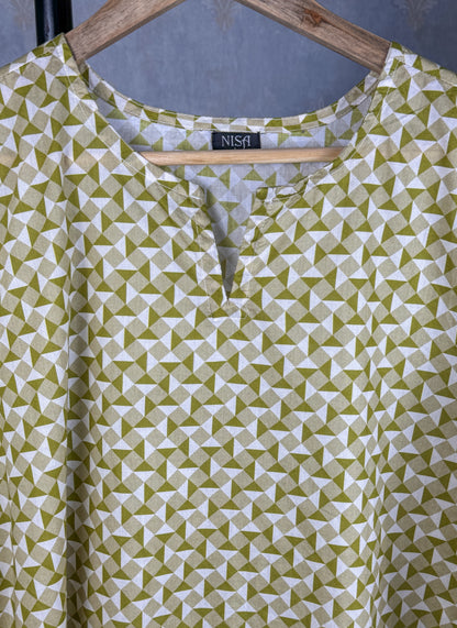 Geometric Green - Stitched Shirt - Lawn