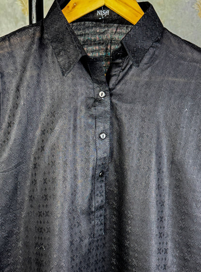 Self Black - Stitched Shirt - Lawn