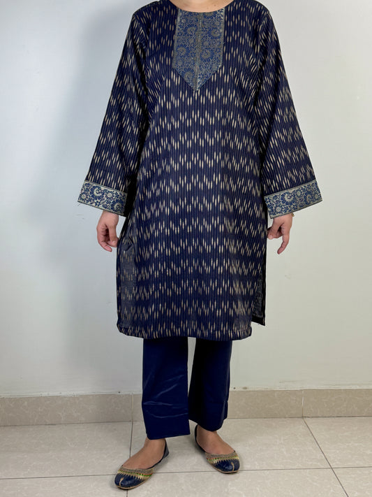 Blue Jaquard - 2 Piece - Lawn
