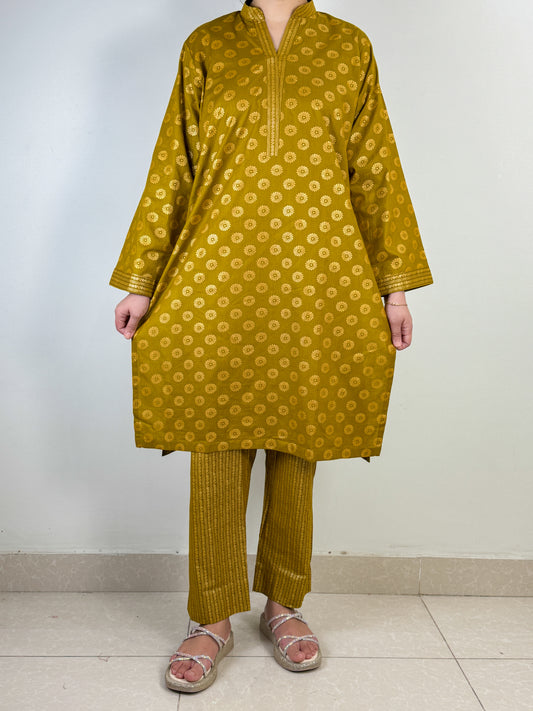 Geometric Olive Luxe - 2 Piece - Fine Cotton
